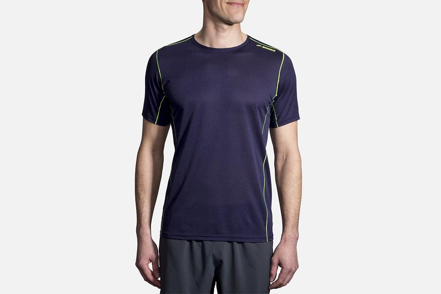 Brooks Ghost Men Sport Clothes & Running Shirt Blue ZRD460852